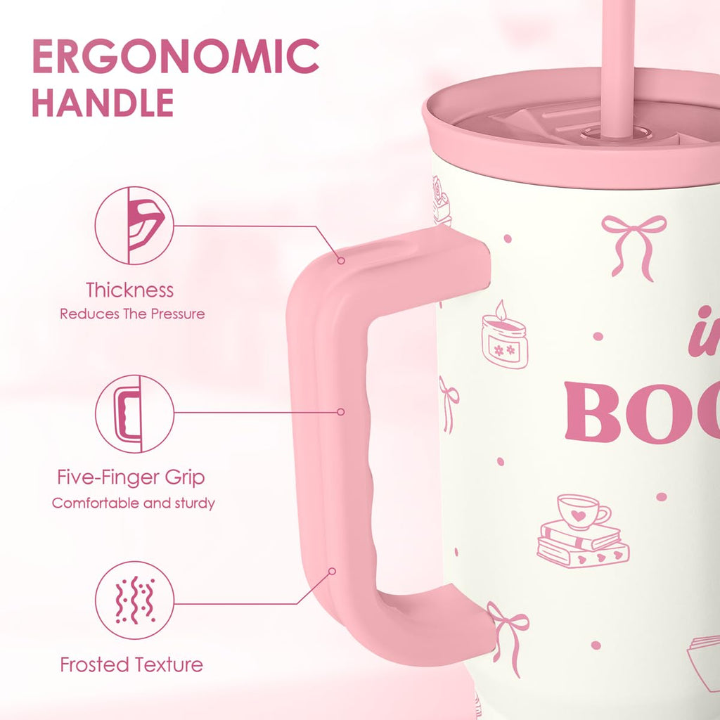 SANDJEST Horse Tumbler with Handle, Insulated Cup Stainless Steel Travel Mug Cup, Gifts for Women Girl, Equestrian Gift for Birthday Christmas, 40oz