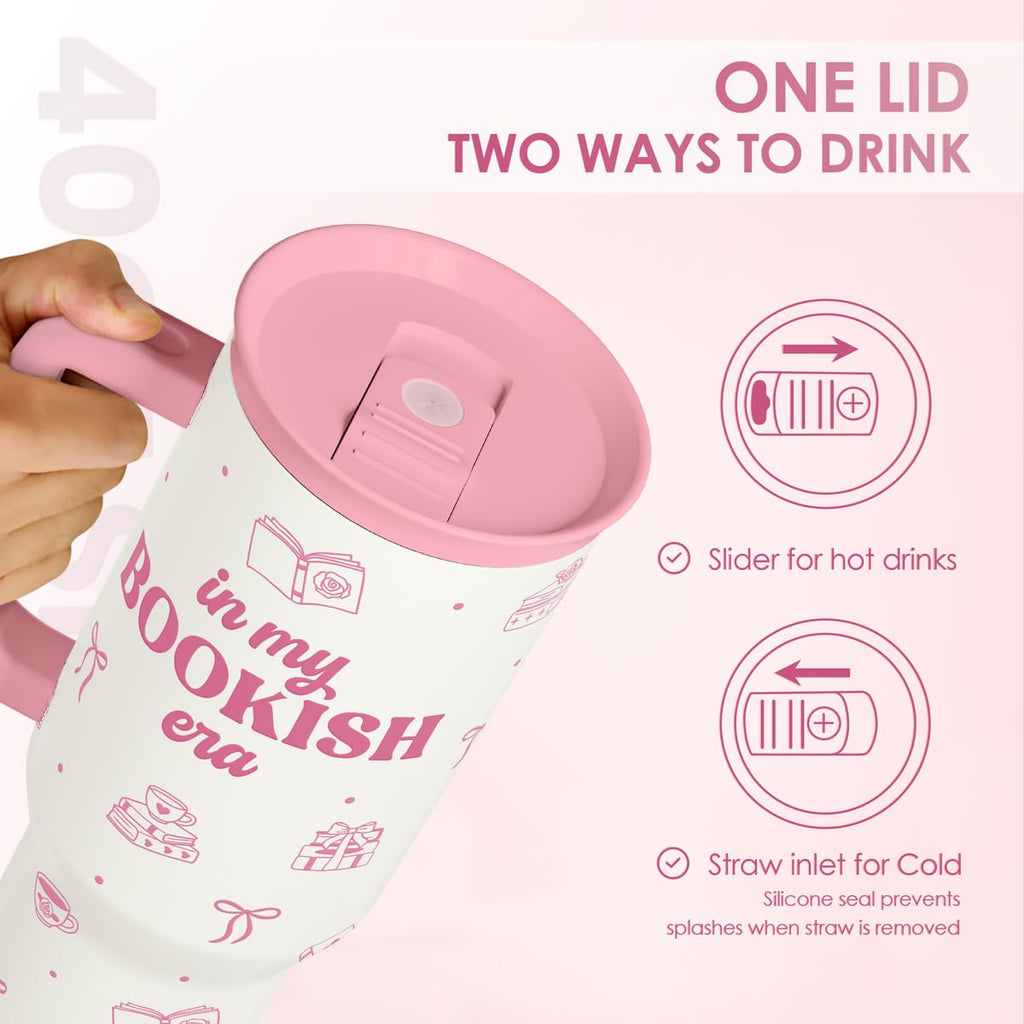 SANDJEST Horse Tumbler with Handle, Insulated Cup Stainless Steel Travel Mug Cup, Gifts for Women Girl, Equestrian Gift for Birthday Christmas, 40oz