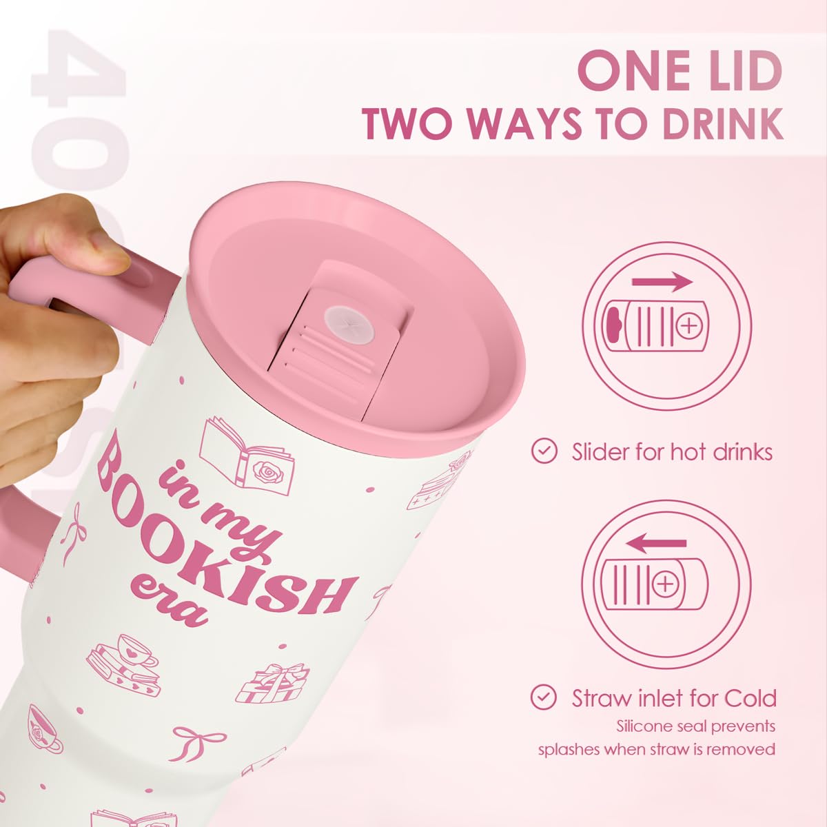 SANDJEST Horse Tumbler with Handle, Insulated Cup Stainless Steel Travel Mug Cup, Gifts for Women Girl, Equestrian Gift for Birthday Christmas, 40oz