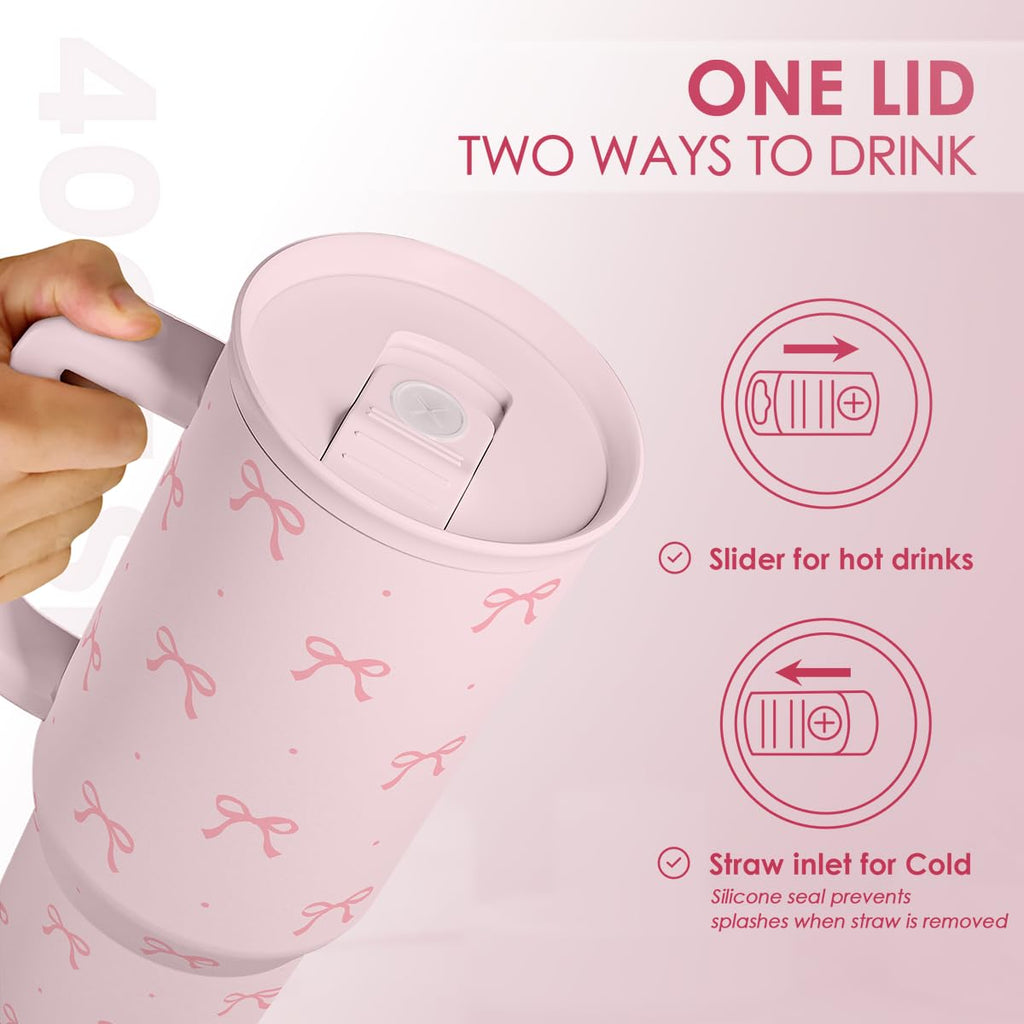 SANDJEST Horse Tumbler with Handle, Insulated Cup Stainless Steel Travel Mug Cup, Gifts for Women Girl, Equestrian Gift for Birthday Christmas, 40oz