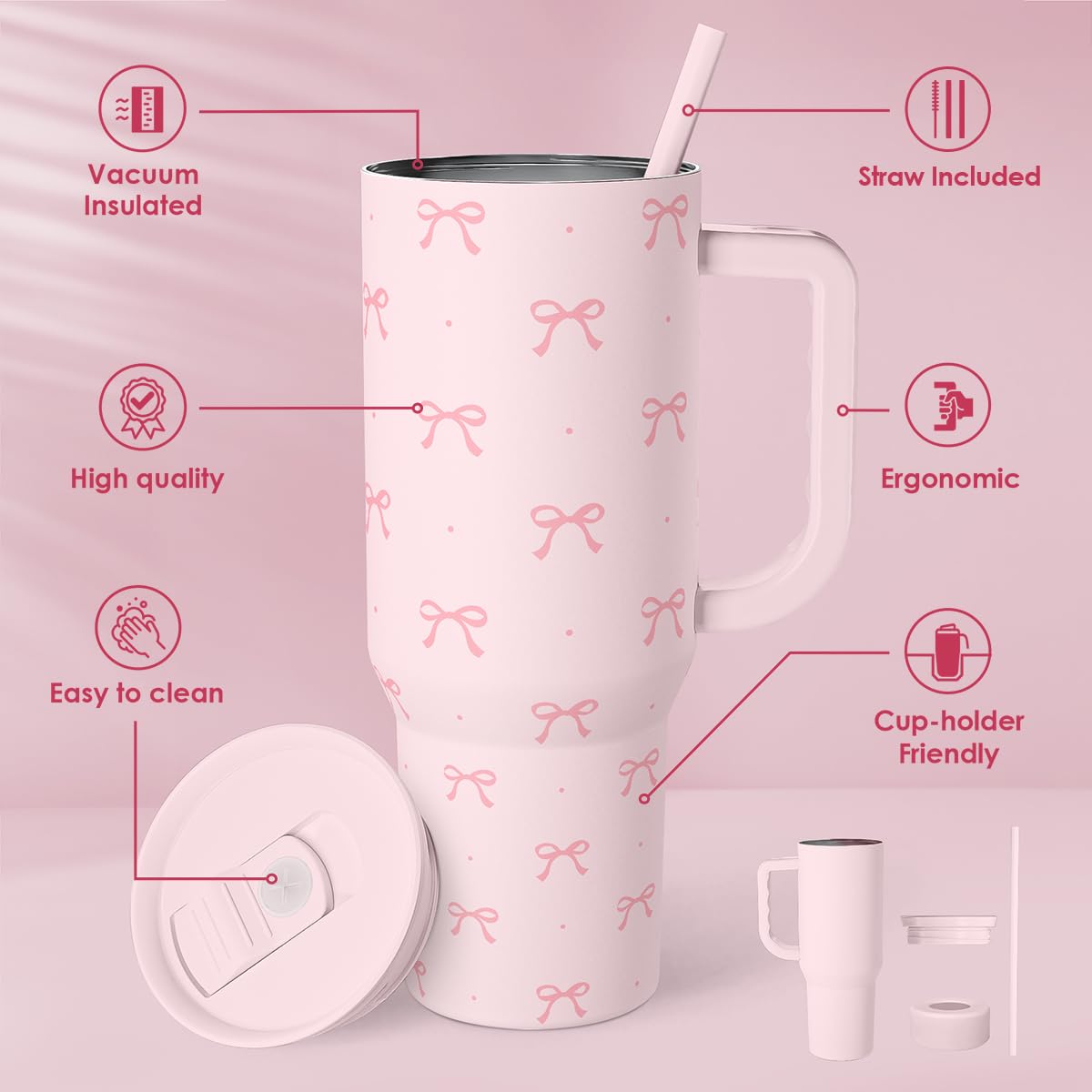 SANDJEST Horse Tumbler with Handle, Insulated Cup Stainless Steel Travel Mug Cup, Gifts for Women Girl, Equestrian Gift for Birthday Christmas, 40oz