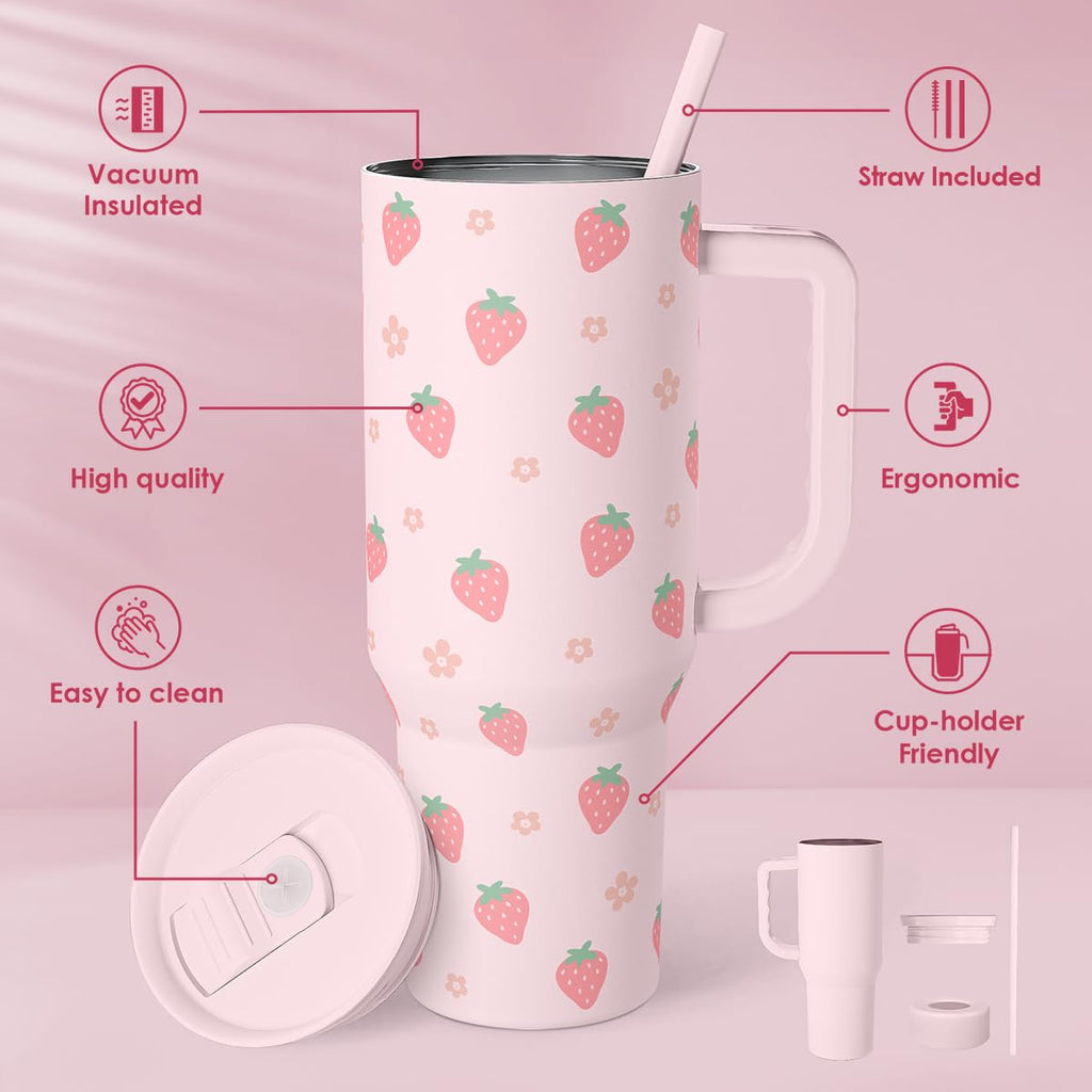 SANDJEST Horse Tumbler with Handle, Insulated Cup Stainless Steel Travel Mug Cup, Gifts for Women Girl, Equestrian Gift for Birthday Christmas, 40oz
