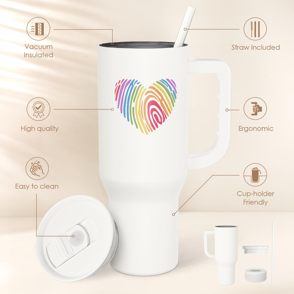SANDJEST Horse Tumbler with Handle, Insulated Cup Stainless Steel Travel Mug Cup, Gifts for Women Girl, Equestrian Gift for Birthday Christmas, 40oz