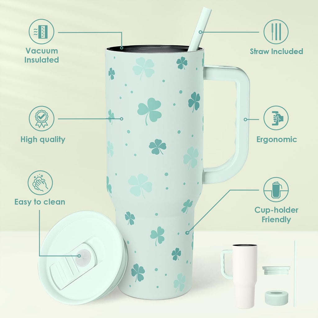 SANDJEST Horse Tumbler with Handle, Insulated Cup Stainless Steel Travel Mug Cup, Gifts for Women Girl, Equestrian Gift for Birthday Christmas, 40oz