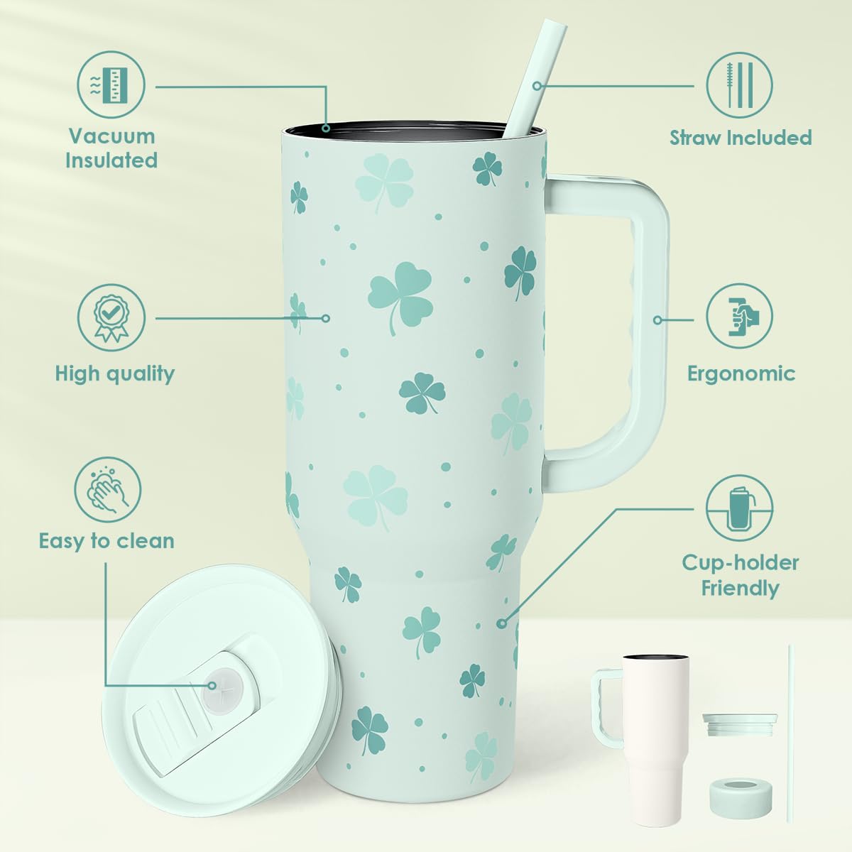 SANDJEST Horse Tumbler with Handle, Insulated Cup Stainless Steel Travel Mug Cup, Gifts for Women Girl, Equestrian Gift for Birthday Christmas, 40oz
