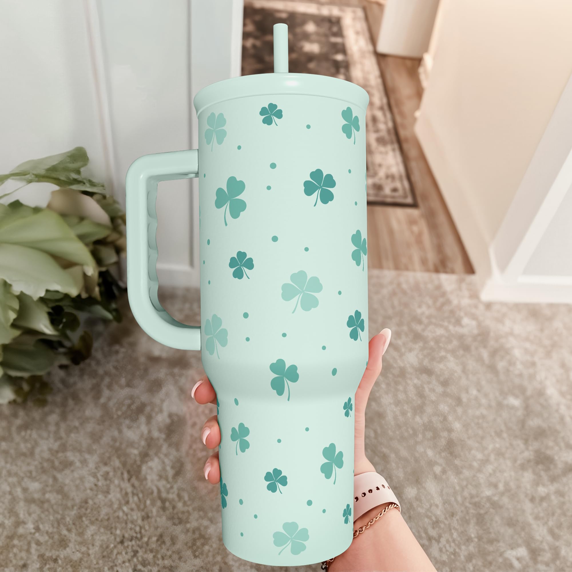 SANDJEST Horse Tumbler with Handle, Insulated Cup Stainless Steel Travel Mug Cup, Gifts for Women Girl, Equestrian Gift for Birthday Christmas, 40oz