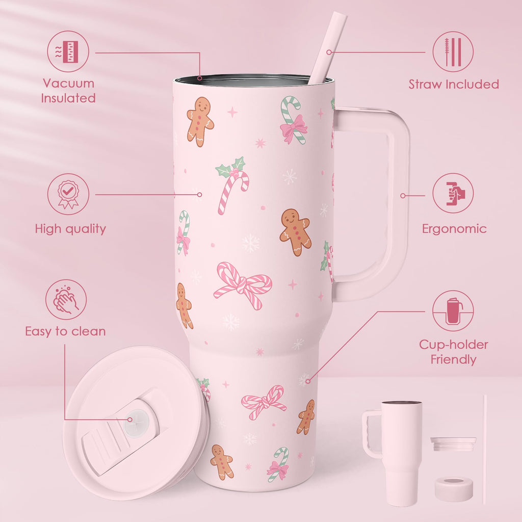 SANDJEST Horse Tumbler with Handle, Insulated Cup Stainless Steel Travel Mug Cup, Gifts for Women Girl, Equestrian Gift for Birthday Christmas, 40oz