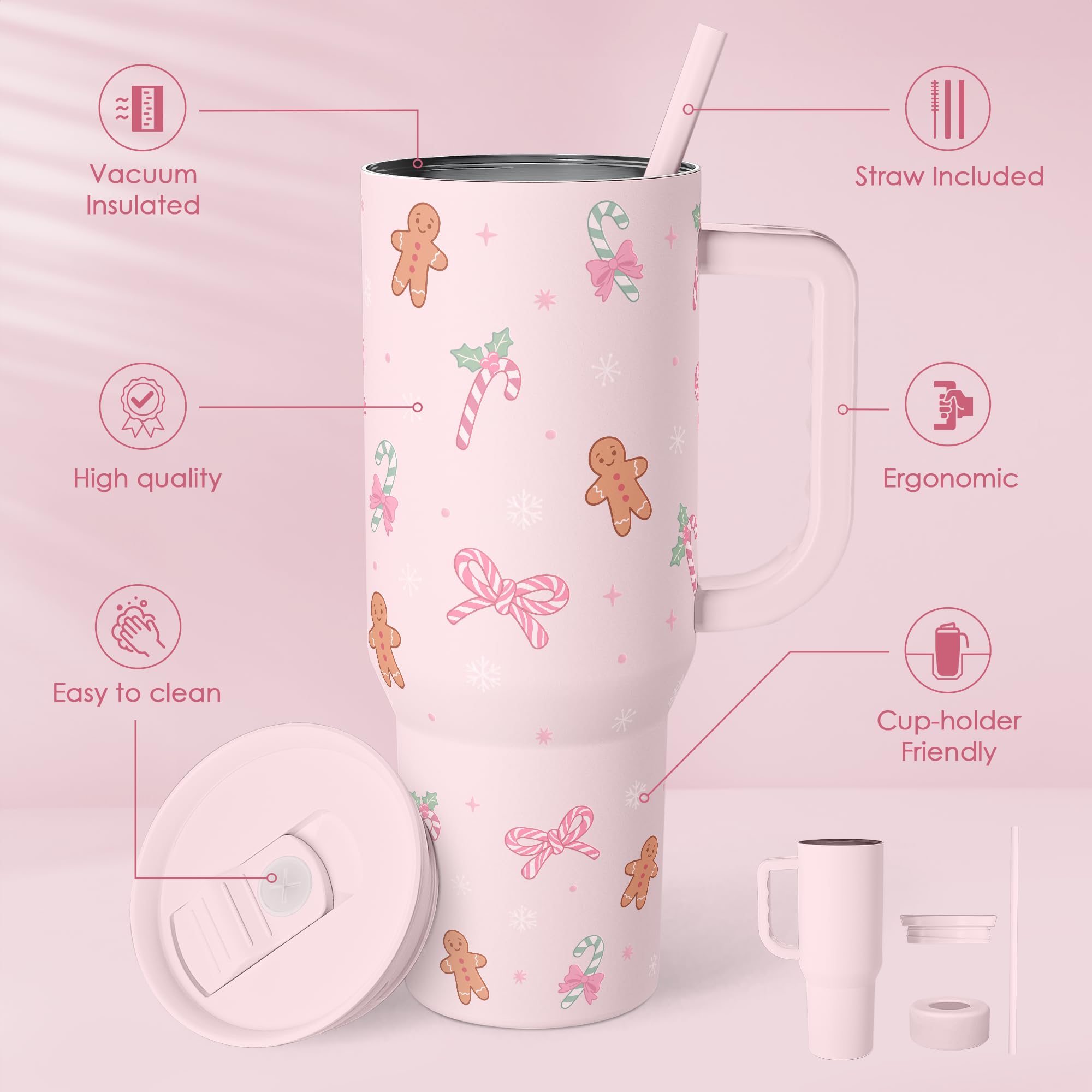 SANDJEST Horse Tumbler with Handle, Insulated Cup Stainless Steel Travel Mug Cup, Gifts for Women Girl, Equestrian Gift for Birthday Christmas, 40oz