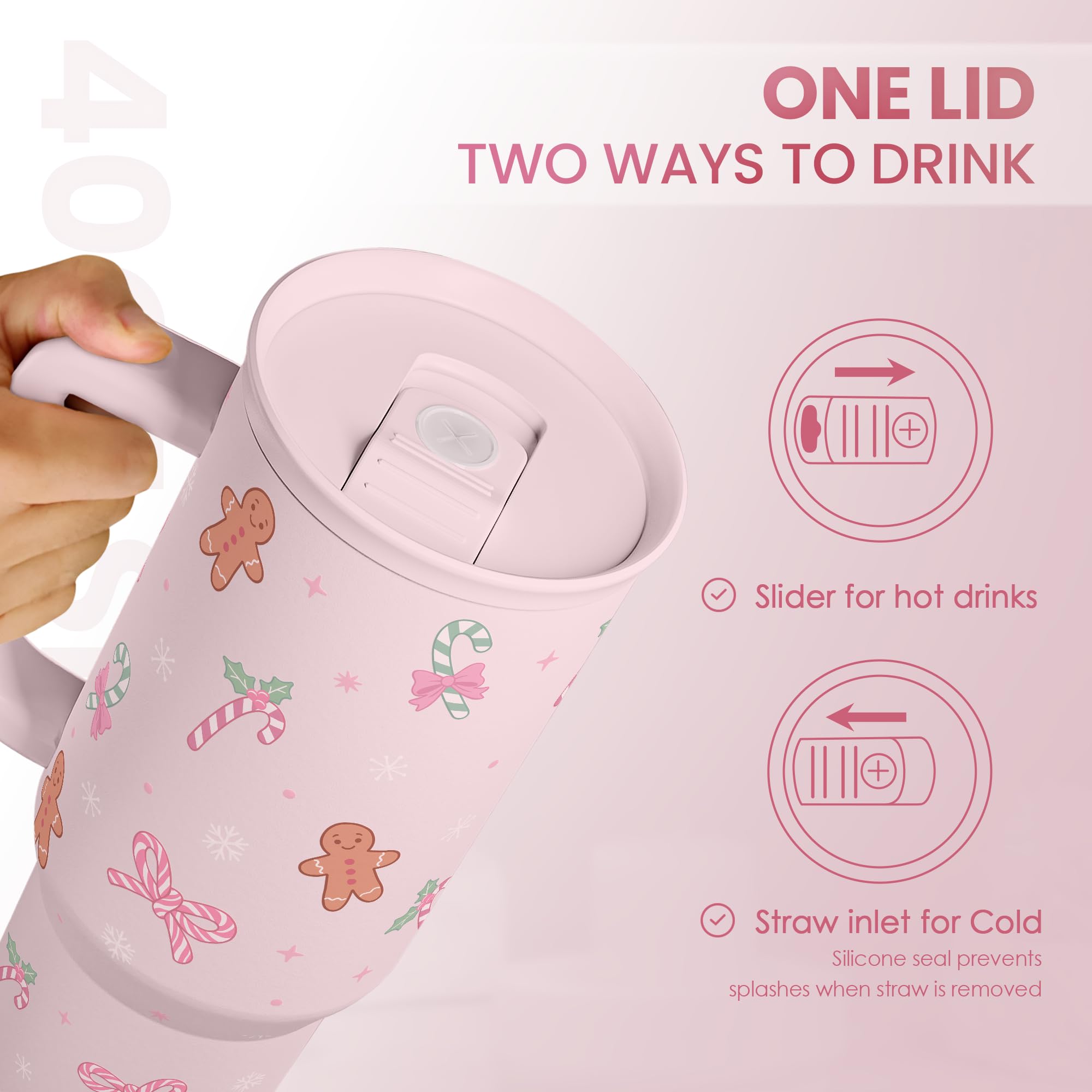 SANDJEST Horse Tumbler with Handle, Insulated Cup Stainless Steel Travel Mug Cup, Gifts for Women Girl, Equestrian Gift for Birthday Christmas, 40oz