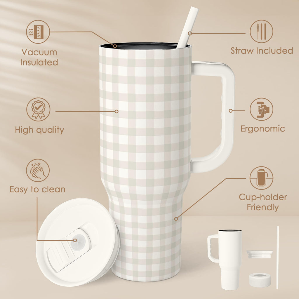 SANDJEST Horse Tumbler with Handle, Insulated Cup Stainless Steel Travel Mug Cup, Gifts for Women Girl, Equestrian Gift for Birthday Christmas, 40oz