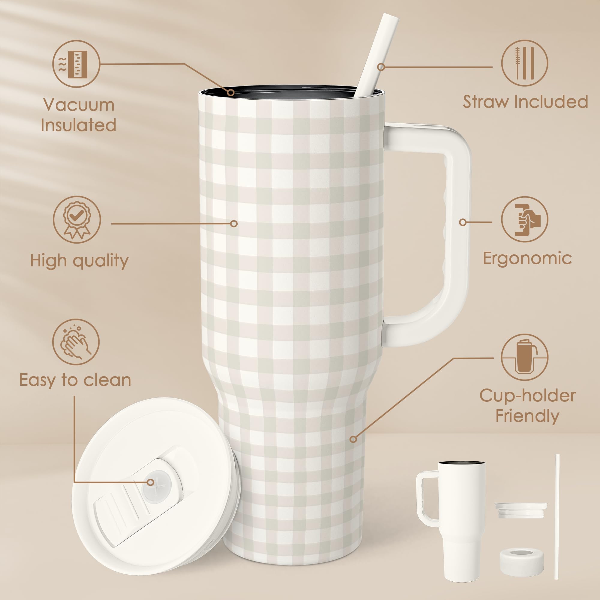 SANDJEST Horse Tumbler with Handle, Insulated Cup Stainless Steel Travel Mug Cup, Gifts for Women Girl, Equestrian Gift for Birthday Christmas, 40oz