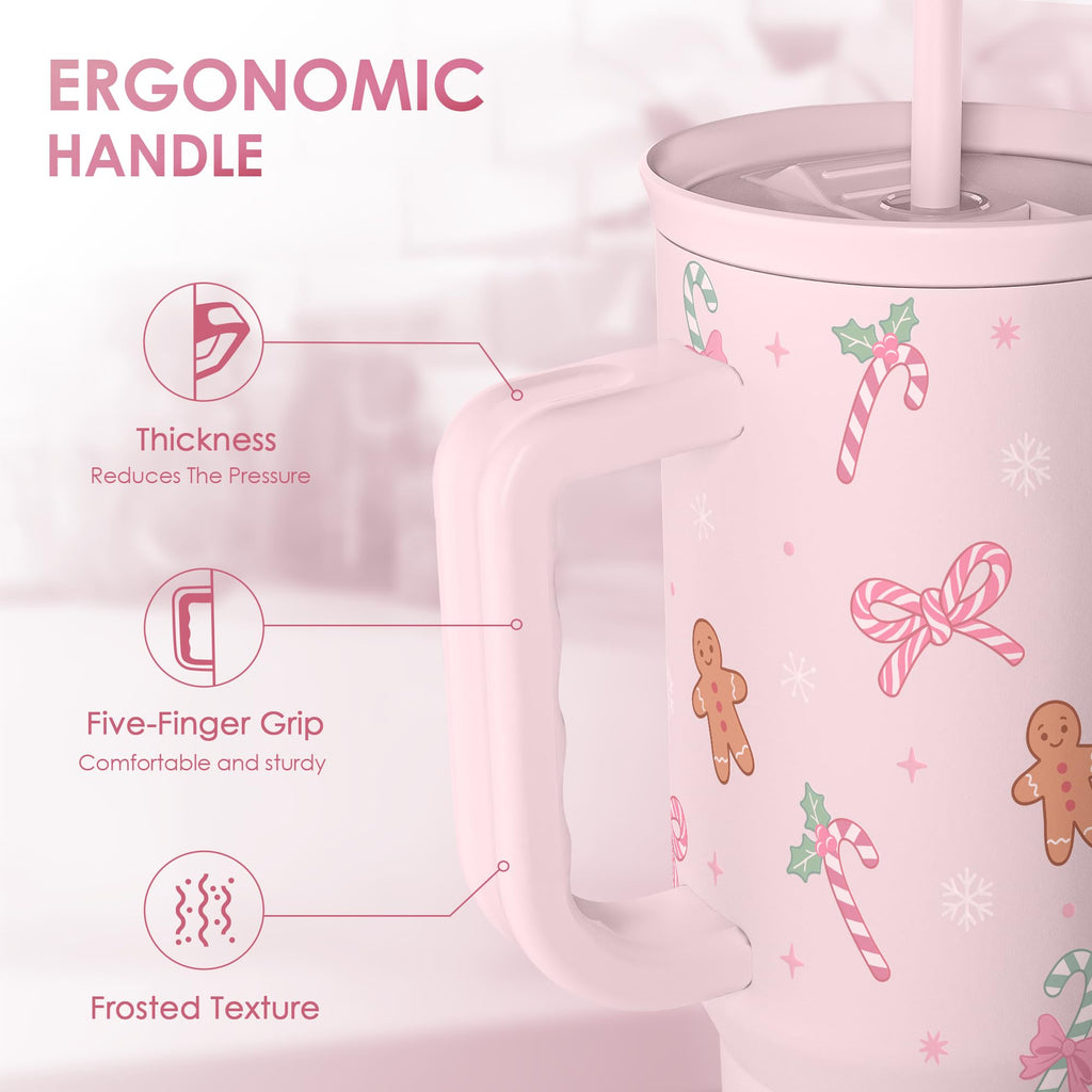 SANDJEST Horse Tumbler with Handle, Insulated Cup Stainless Steel Travel Mug Cup, Gifts for Women Girl, Equestrian Gift for Birthday Christmas, 40oz