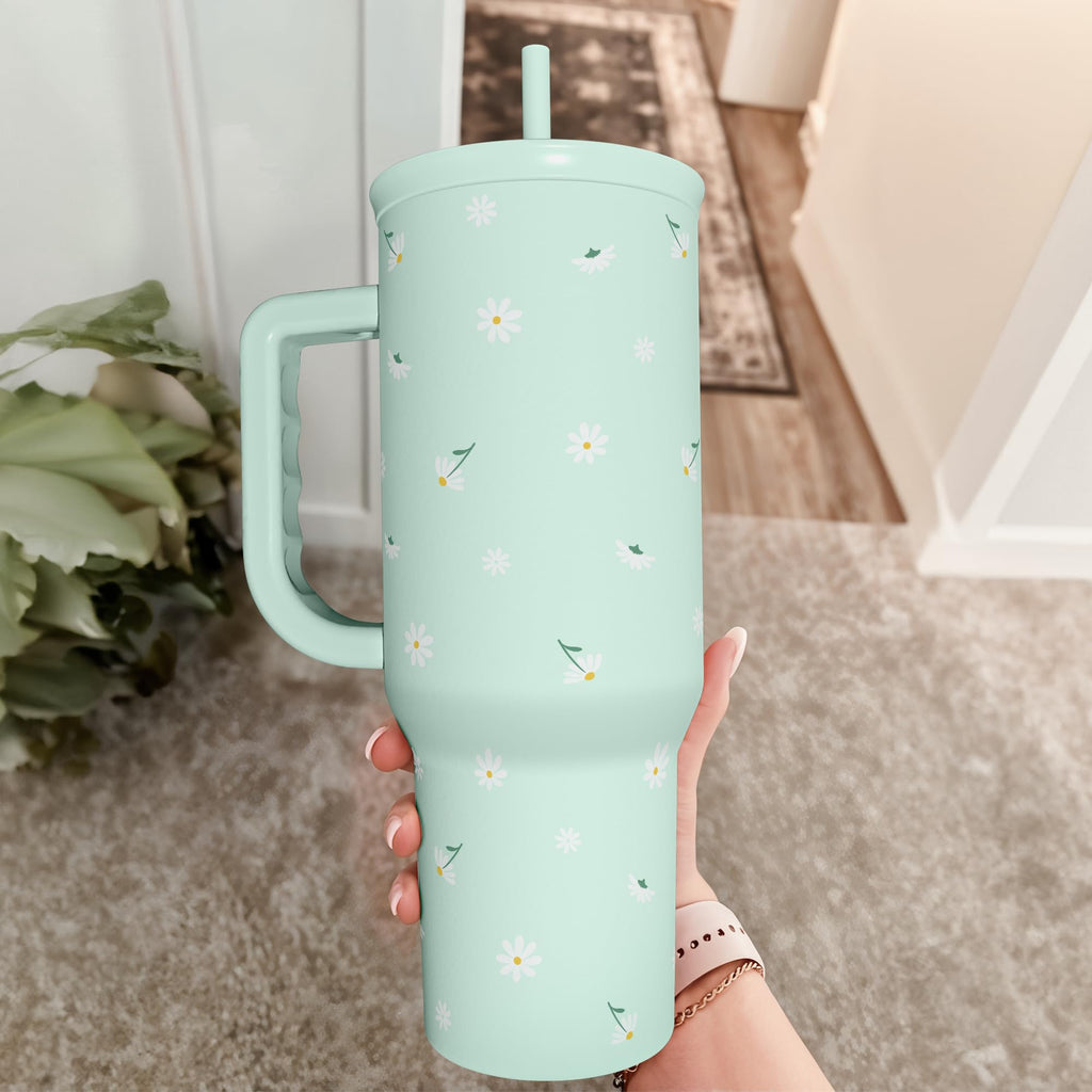 SANDJEST Horse Tumbler with Handle, Insulated Cup Stainless Steel Travel Mug Cup, Gifts for Women Girl, Equestrian Gift for Birthday Christmas, 40oz