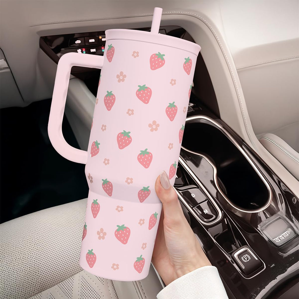 SANDJEST Horse Tumbler with Handle, Insulated Cup Stainless Steel Travel Mug Cup, Gifts for Women Girl, Equestrian Gift for Birthday Christmas, 40oz