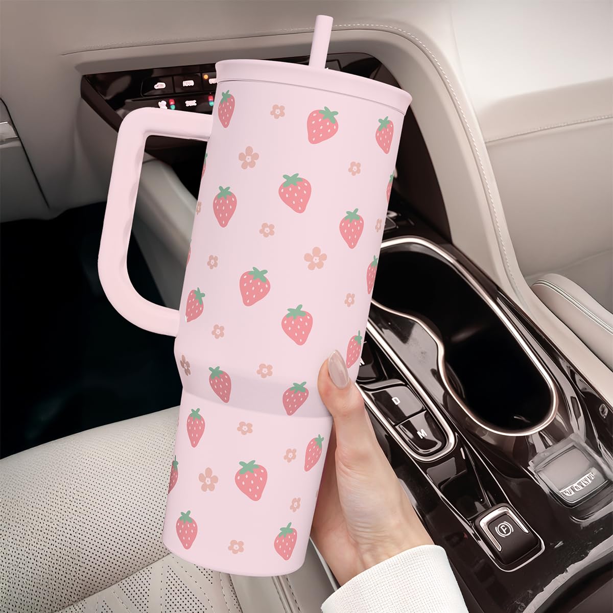 SANDJEST Horse Tumbler with Handle, Insulated Cup Stainless Steel Travel Mug Cup, Gifts for Women Girl, Equestrian Gift for Birthday Christmas, 40oz