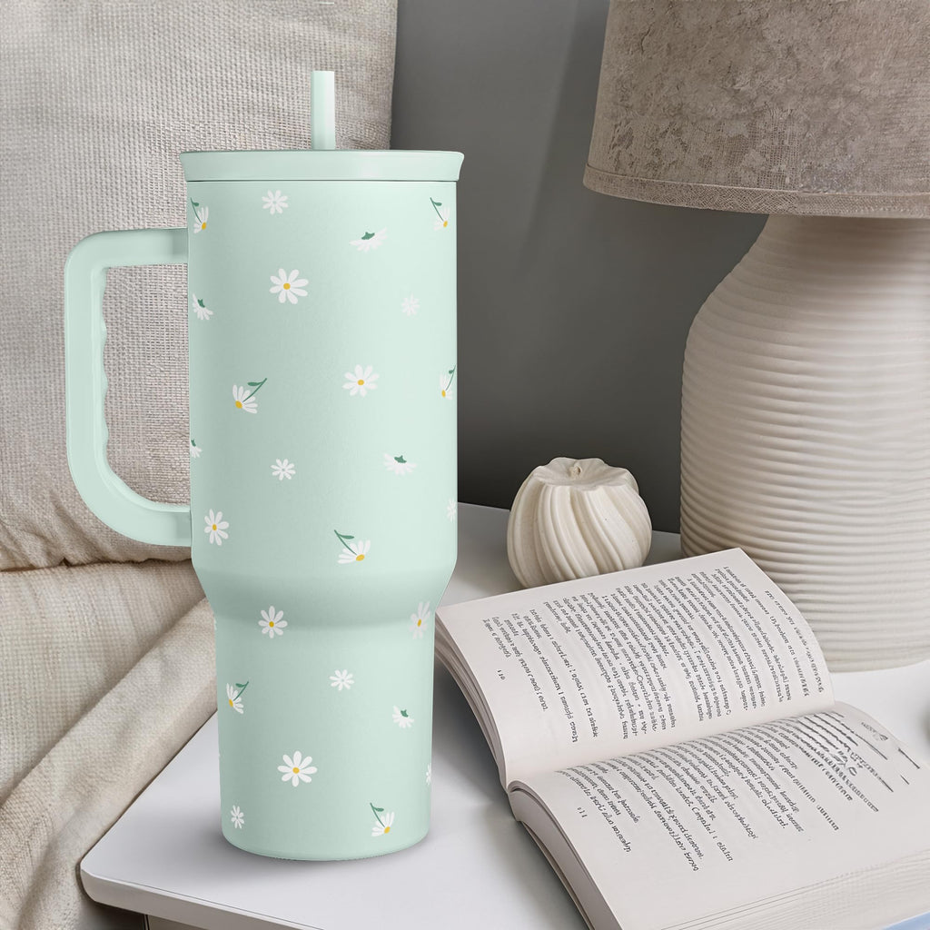 SANDJEST Horse Tumbler with Handle, Insulated Cup Stainless Steel Travel Mug Cup, Gifts for Women Girl, Equestrian Gift for Birthday Christmas, 40oz